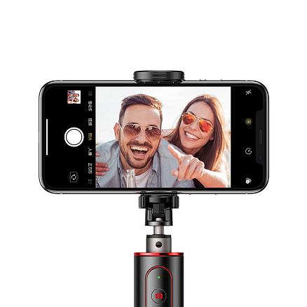Монопод (палка для селфи) Bluetooth с кнопкой и треногой Baseus Fully Folding черно-красный