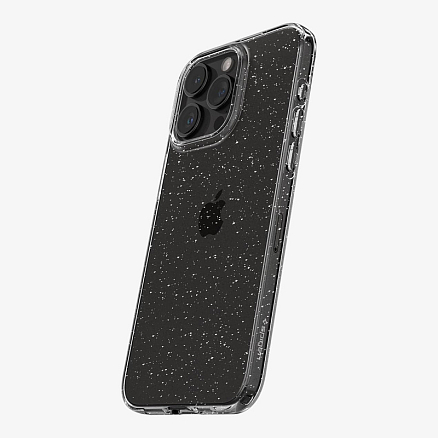 Чехол для iPhone 15 Pro гелевый с блестками Spigen Liquid Crystal Glitter прозрачный