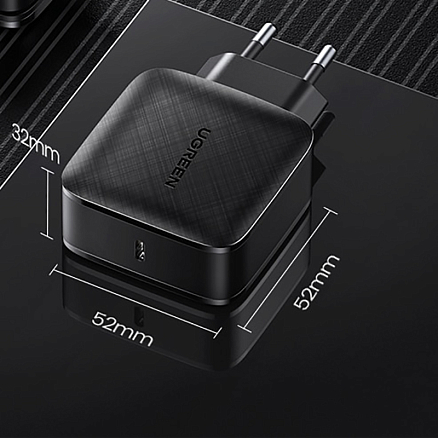 Зарядное устройство сетевое Type-C 65W Ugreen CD217 GaN (быстрая зарядка QC 3.0, PD) черное