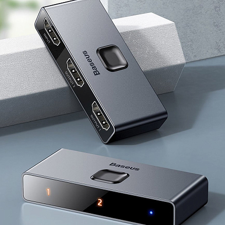 HDMI Splitter (разветвитель) на 2 порта 4Kx2K (1 HDMI вход на 2 HDMI выхода) двунаправленный Baseus Matrix серый