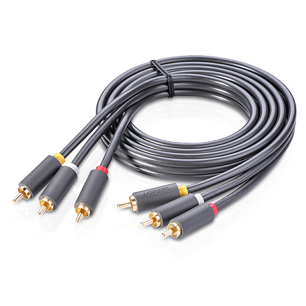 Кабель 3RCA - 3RCA тюльпаны (папа - папа) 1,5 м Ugreen AV105
