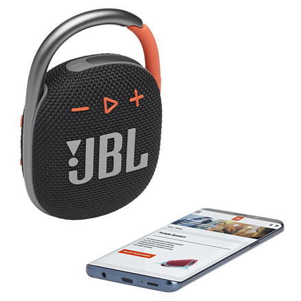 Портативная колонка JBL Clip 4 с защитой от воды черно-оранжевая