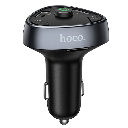 FM модулятор (трансмиттер) автомобильный с громкой связью, Type-C PD 18W и USB QC для зарядки Hoco E51 Road Treasure черный