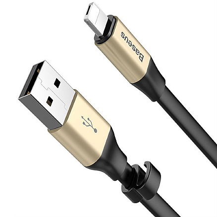 Кабель USB - MicroUSB, Lightning для зарядки 23 см 2А плоский Baseus Portable золотистый