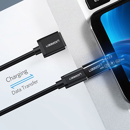 Переходник Type-C - MicroUSB (папа - мама) Ugreen US157 черный