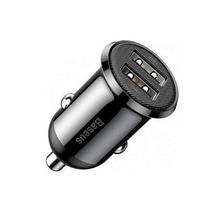 Зарядное устройство автомобильное с двумя USB входами 4.8A Baseus Grain Pro черное