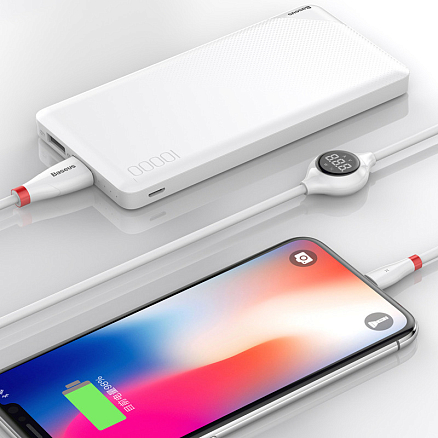 Кабель USB - Lightning для зарядки iPhone 1,2 м 2А с дисплеем Baseus Big Eye Digital белый