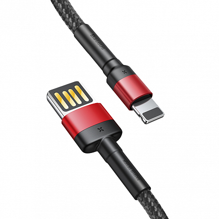 Кабель USB - Lightning для зарядки iPhone 1 м 2.4А плетеный Baseus Cafule SE черно-красный