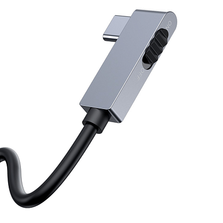 Хаб (разветвитель) Type-C - HDMI 4K, 2 х USB 3.0, Type-C PD с картридером SD и MicroSD Baseus Bend Angle No.7 серый