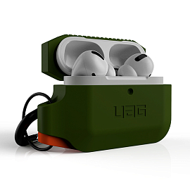 Чехол для наушников AirPods Pro силиконовый водонепроницаемый Urban Armor Gear UAG хаки с оранжевым