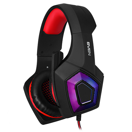 Наушники Sven AP-U880MV полноразмерные с микрофоном и подсветкой игровые черно-красные