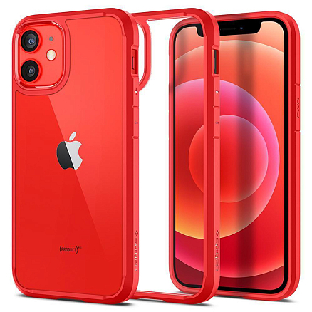 Чехол для iPhone 12 Mini гибридный Spigen SGP Ultra Hybrid прозрачно-красный