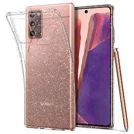Чехол для Samsung Galaxy Note 20 гелевый с блестками Spigen Liquid Crystal Glitter прозрачный