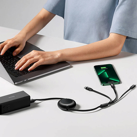 Кабель Type-C - MicroUSB, Lightning, Type-C 1,1 м 3.5A 100W Baseus Bright Mirror черный