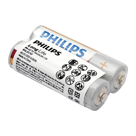Батарейка LR6 (пальчиковая большая AA) Philips Longlife Zinc R6L2F/97 упаковка 2 шт.