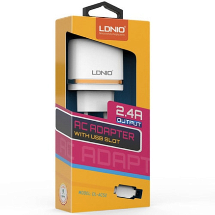 Зарядное устройство сетевое с двумя USB входами 2.4А и MicroUSB кабелем Ldnio DL-AC52 белое