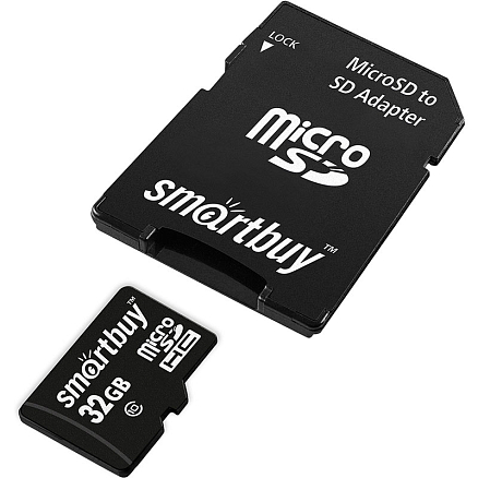 Карта памяти Smartbuy SB32GBSDCL10 MicroSDHC 32Gb Class 10 с адаптером SD
