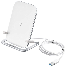 Беспроводная зарядка для телефона 15W Baseus Rib (быстрая зарядка) белая