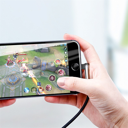 Кабель USB - Lightning для зарядки iPhone 2 м 1.5А плетеный с угловым штекером Baseus Sharp-bird черный