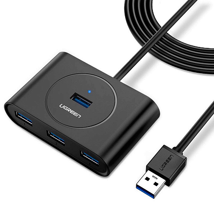 USB 3.0 HUB (разветвитель) на 4 порта Ugreen CR113 с питанием MicroUSB черный