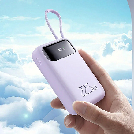 Внешний аккумулятор McDodo MC-3255 с встроенным кабелем Lightning 10000мАч (USB, Type-C, Lightning, 22.5 Вт) фиолетовый