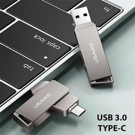 Флешка Usams US-ZB200 64Gb Type-C + USB 3.0 металл черная