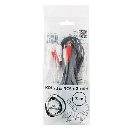 Кабель 2RCA - 2RCA тюльпаны (папа - папа) 3 м Cablexpert CCA-2R2R-10