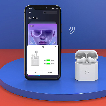 Наушники TWS беспроводные Bluetooth QCY T7 вкладыши с микрофоном белые