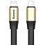 Кабель USB - MicroUSB, Lightning для зарядки 23 см 2А плоский Baseus Portable золотистый