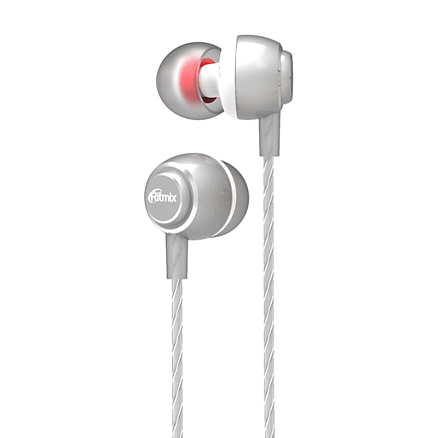Наушники Ritmix RH-150MC вакуумные с микрофоном и пультом серебристые