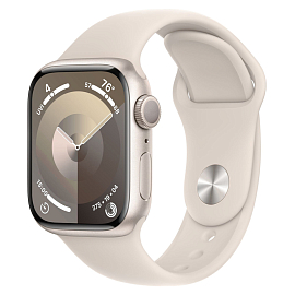 Умные часы Apple Watch 9 41 мм с силиконовым ремешком S/M алюминиевые сияющая звезда