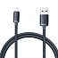 Кабель USB - Lightning для зарядки iPhone 2 м 2.4А плетеный Baseus Crystal Shine черный