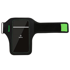 Чехол универсальный для телефона до 5 дюймов спортивный на запястье Baseus Flexible черно-зеленый