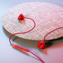 Наушники Baseus Encok H06 вкладыши с микрофоном и пультом красные