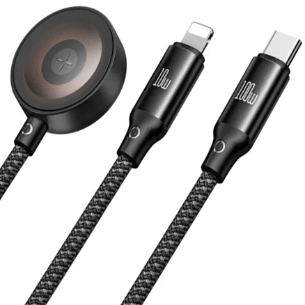 Кабель Type-C - Type-C 100W, Lightning 10W с беспроводной зарядкой для Apple Watch Mcdodo CA-4940 черный