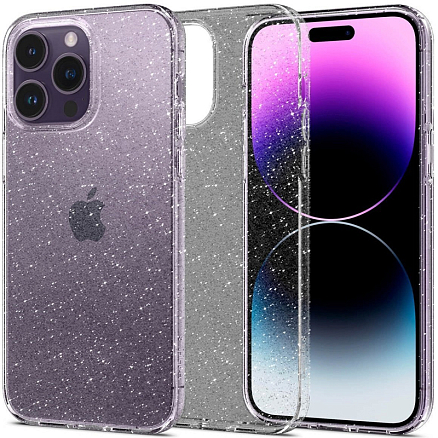 Чехол для iPhone 14 Pro Max гелевый с блестками Spigen Liquid Crystal Glitter прозрачный