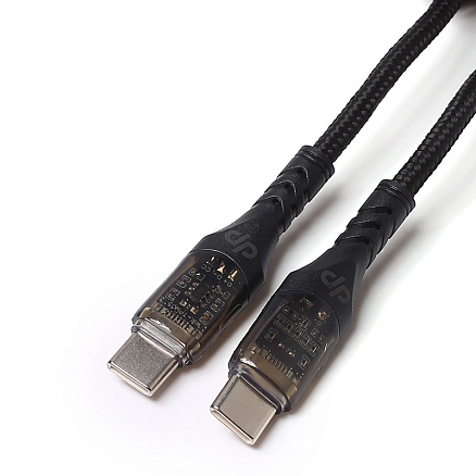 Кабель Type-C - Type-C для зарядки 1 м 100W 5А плетеный Digitalpart TC-350T (быстрая зарядка PD) черный