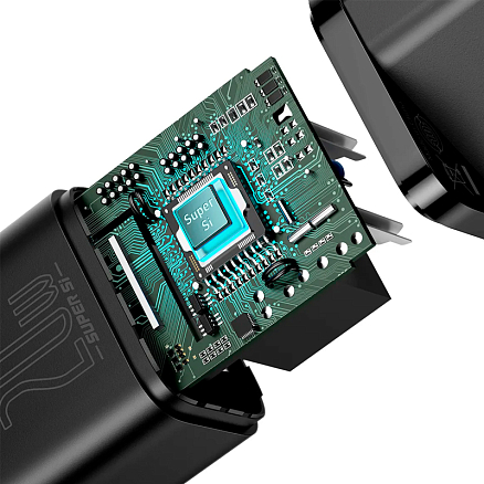 Зарядное устройство сетевое Type-C 20W с кабелем Lightning Baseus Super Si TZCCSUP-B01 (быстрая зарядка PD) черное