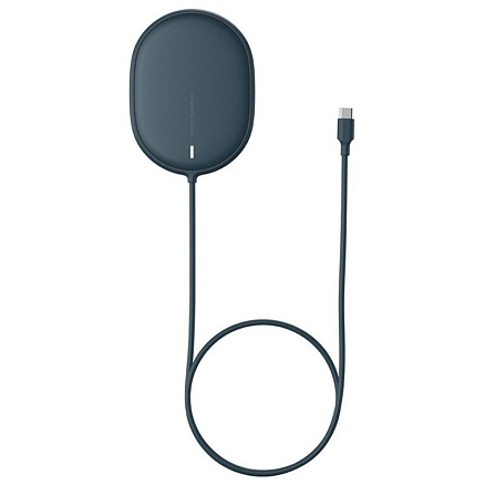 Беспроводная магнитная зарядка MagSafe для iPhone 15W с Type-C Baseus Light BS-W518 синяя