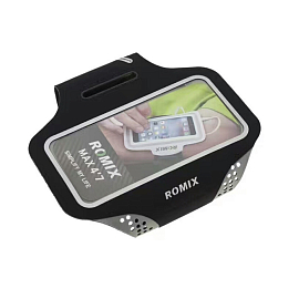 Чехол универсальный для телефона до 4.7 дюйма спортивный наручный Romix RH18 черно-серый
