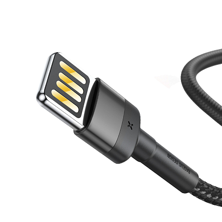Кабель USB - Lightning для зарядки iPhone 1 м 2.4А плетеный Baseus Cafule SE черно-серый