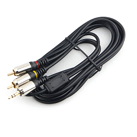 Кабель 3,5 мм - 2RCA (стандартный аудио - тюльпаны) длина 3 м Cablexpert CCAB-02 черный