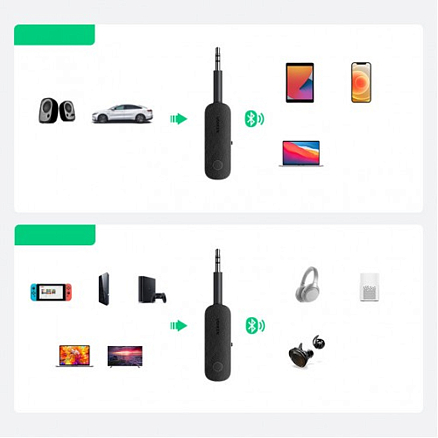 Bluetooth аудио адаптер (ресивер) разъем 3,5 мм Ugreen CM403 с громкой связью черный