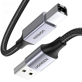 Кабель USB - USB B 2 м плетеный Ugreen US369 черный