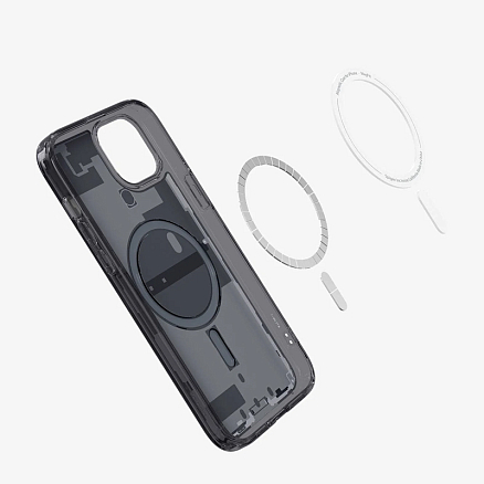 Чехол для iPhone 15 гибридный Spigen Ultra Hybrid Zero One MagSafe серый