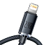 Кабель USB - Lightning для зарядки iPhone 2 м 2.4А плетеный Baseus Crystal Shine черный