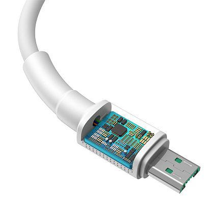 Кабель USB - MicroUSB для зарядки 1 м 4А 20W Baseus Mini White (быстрая зарядка QC) белый