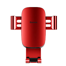 Держатель автомобильный в решетку обдува с гравитационным зажимом Baseus Metal Age красный