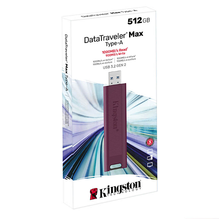 Флешка Kingston DataTraveler Max 512GB USB 3.2 Gen 2 бордовая