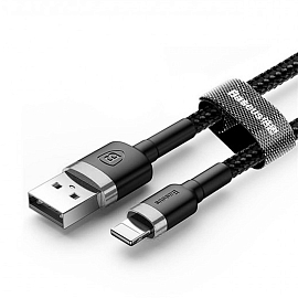Кабель USB - Lightning для зарядки iPhone 2 м 1.5A плетеный Baseus Kevlar черно-серый